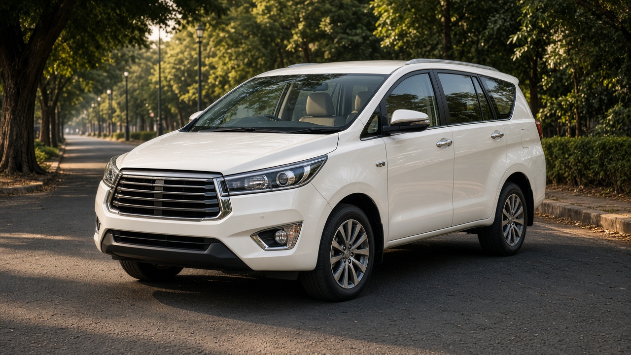 White Toyota Innova Crysta